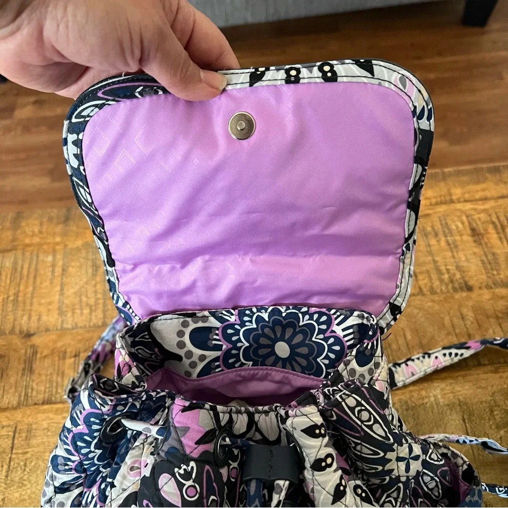 Vera Bradley Mimosa Medallion Purple Floral Essential Compact Backpack